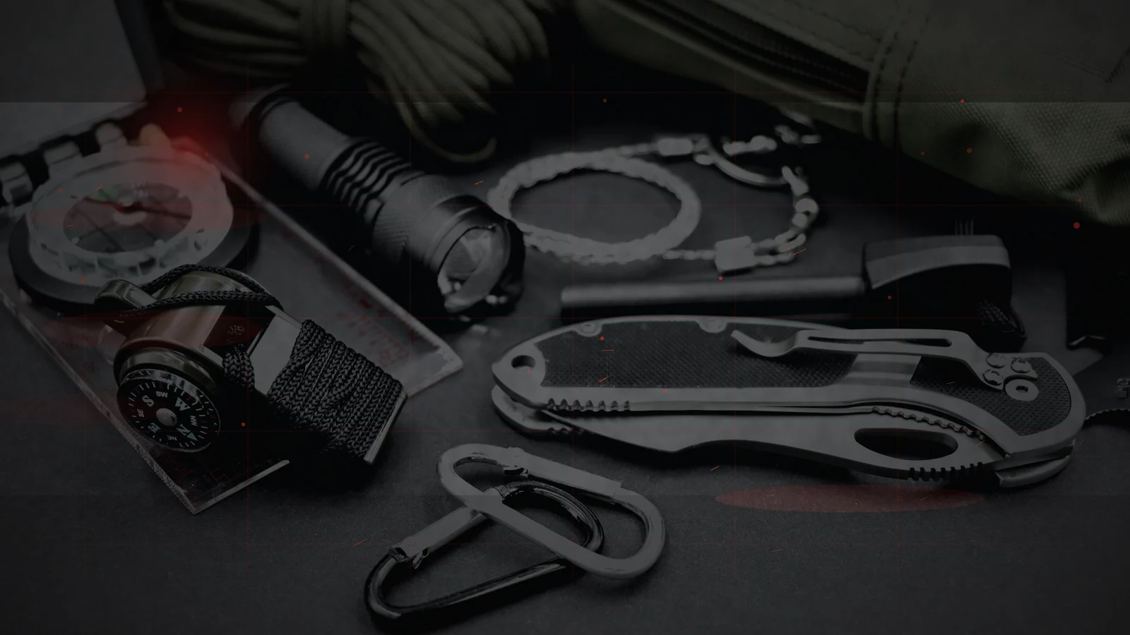 A torch, compass and practical emergency gear prepared for the first seventy-two hours of a power cut