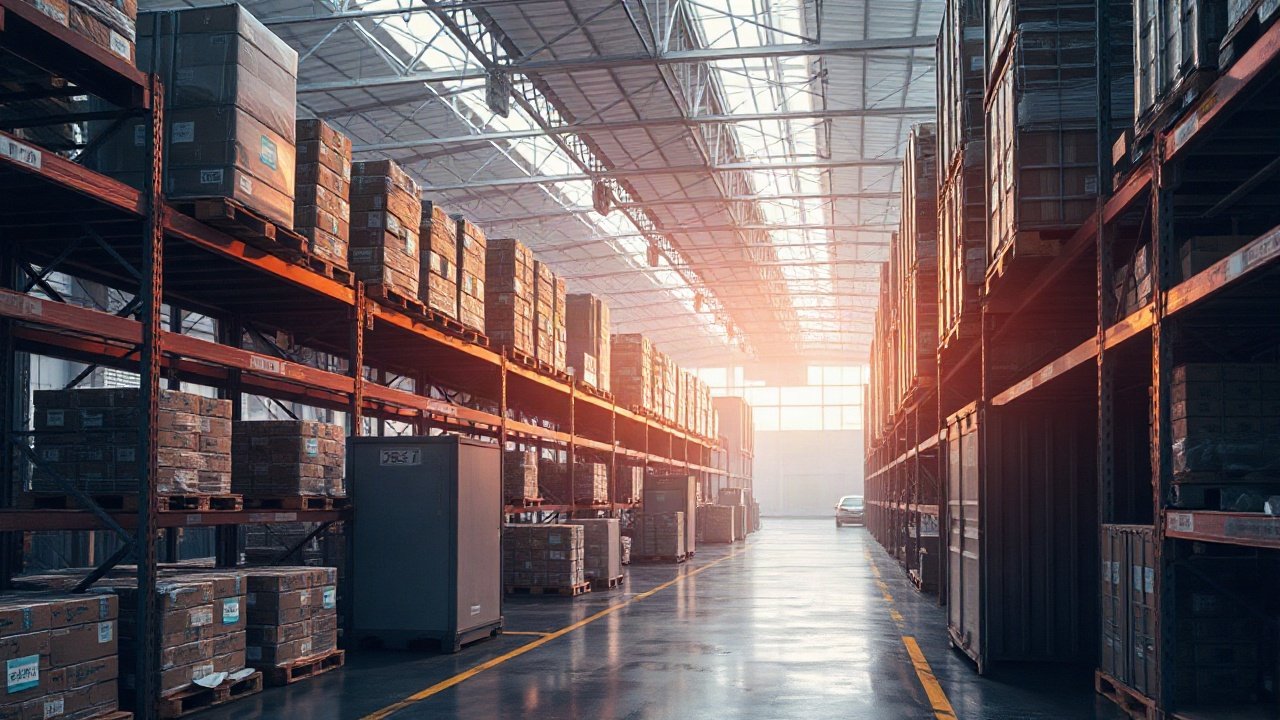 Logistics network with warehouses, trucks and automated routing interrupted by a digital failure