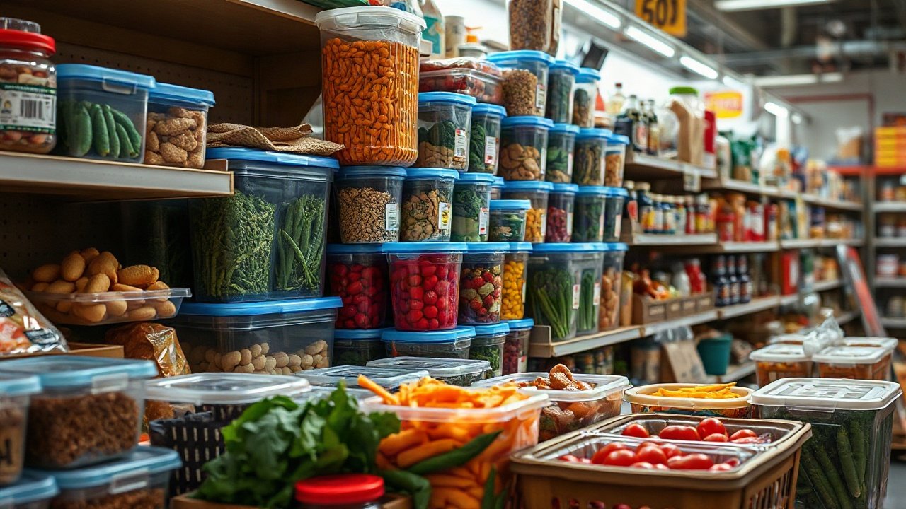 Food storage containers compared with sealed original packages and labelled pantry bins