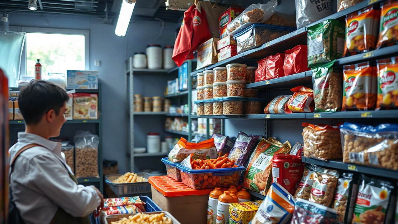 Commercial emergency food kit compared against a normal household pantry and nutrition checklist