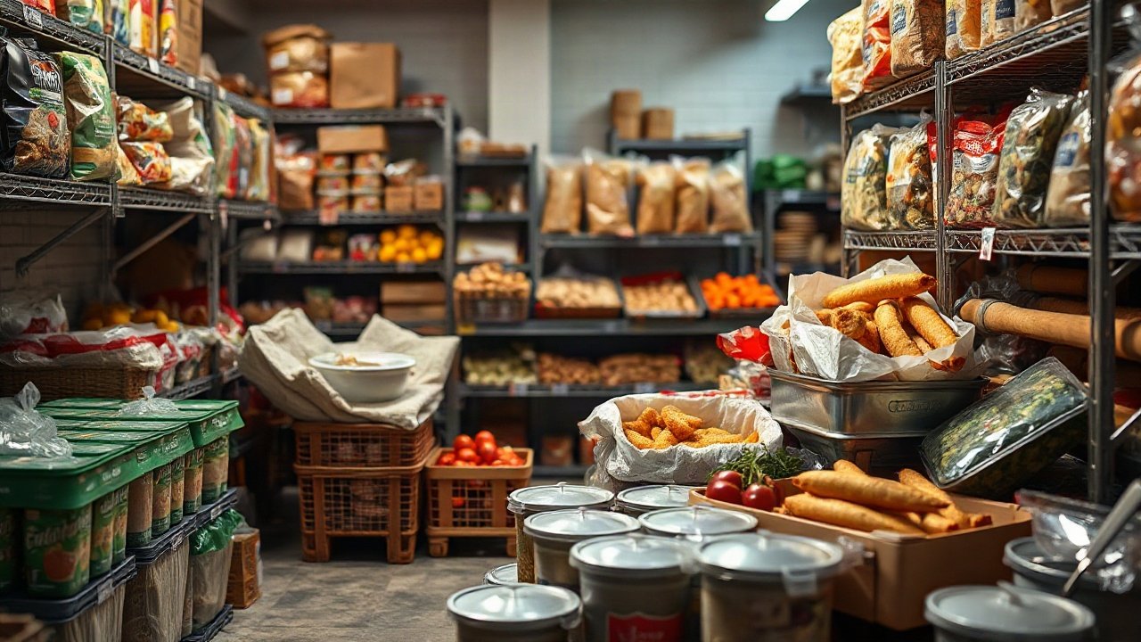 Emergency pantry supplies including manual can opener, labels, containers and simple cooking equipment