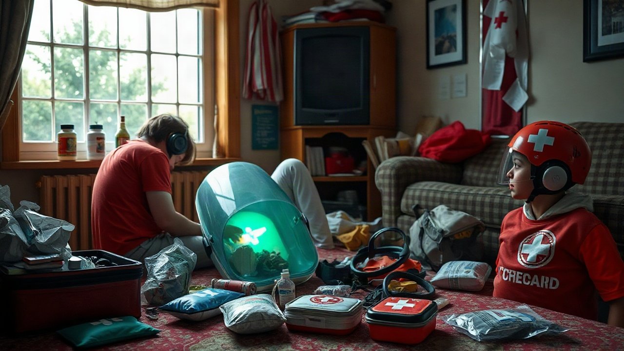 A household medical emergency-kit list shown in a practical real-world context