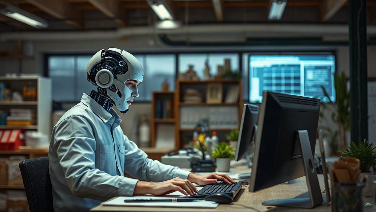 Labour market visual showing AI automation, displaced tasks, hiring and new job creation
