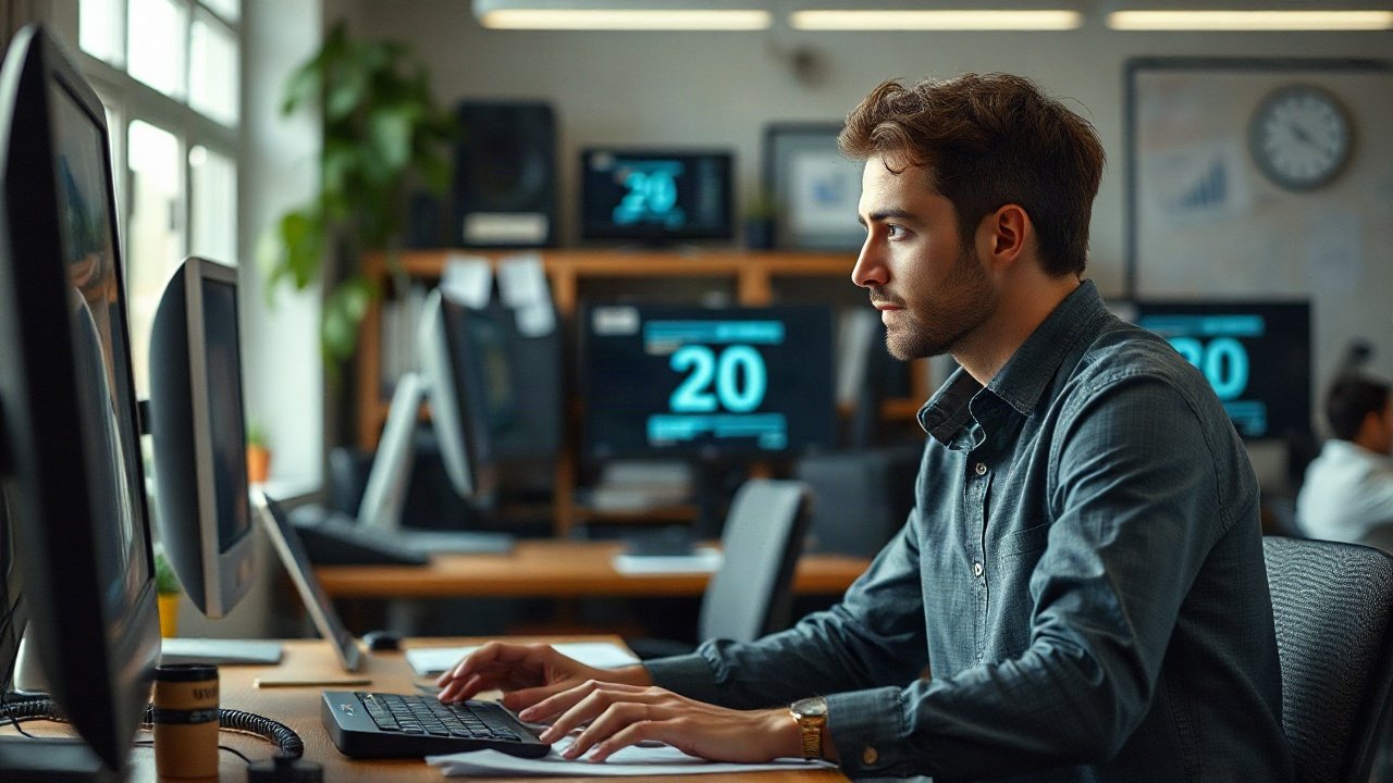 Actor performing on a film set beside a monitor showing a synthetic digital double