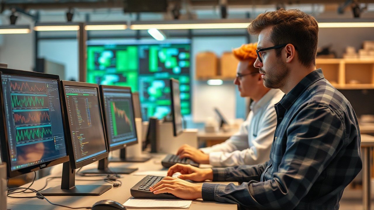 Bioinformatician reviewing AI-assisted genomic analysis and sequencing data on a scientific workstation