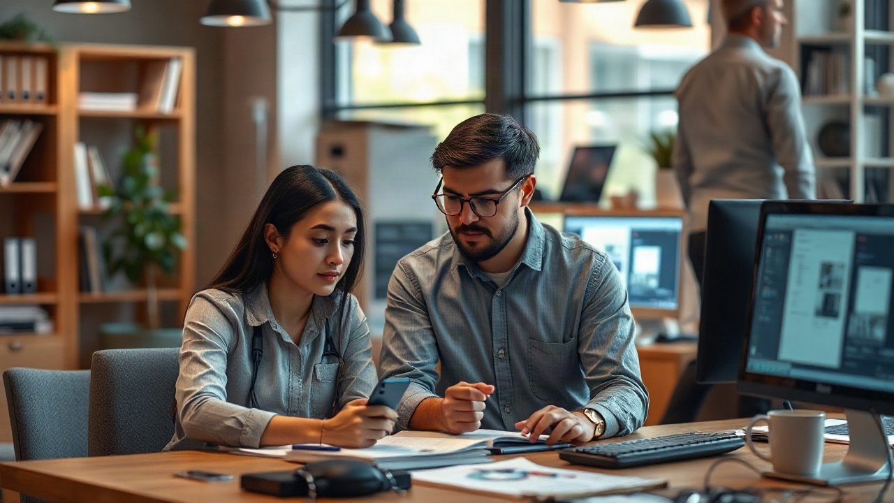 Business analyst reviewing an AI-generated process map with stakeholder notes on a large screen