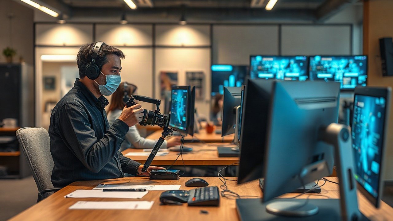 Cinematographers using AI-assisted tools while handling role-specific work