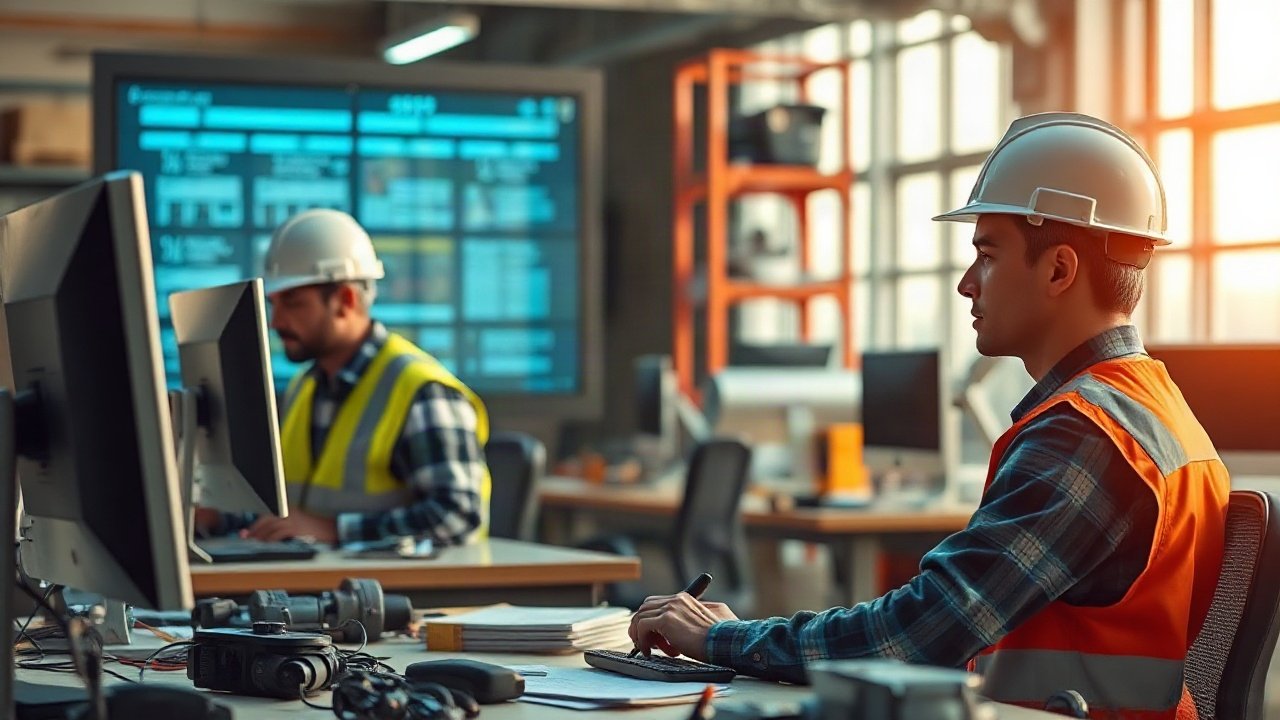 Construction Managers using AI-assisted tools while handling real-world work