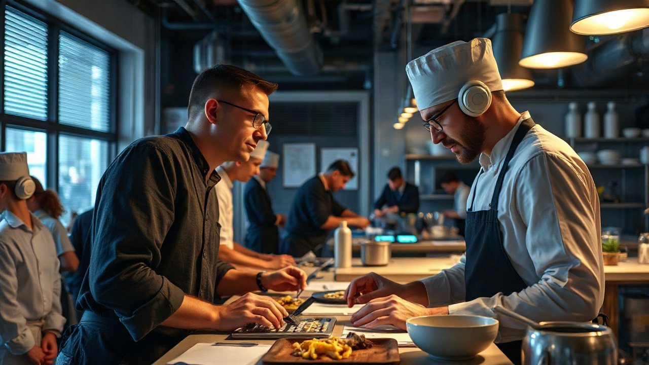 Cooks using AI-assisted tools while handling real-world work
