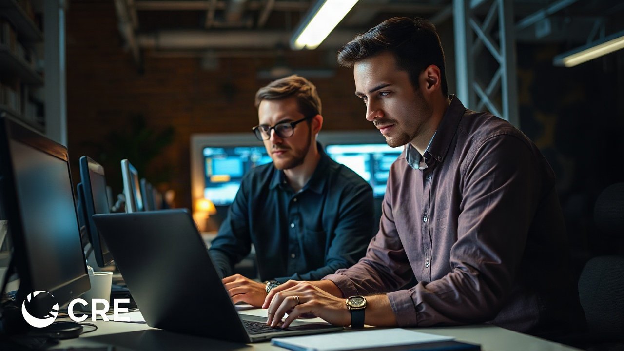 Professional accountant reviewing AI-assisted financial reporting and audit analysis with source records