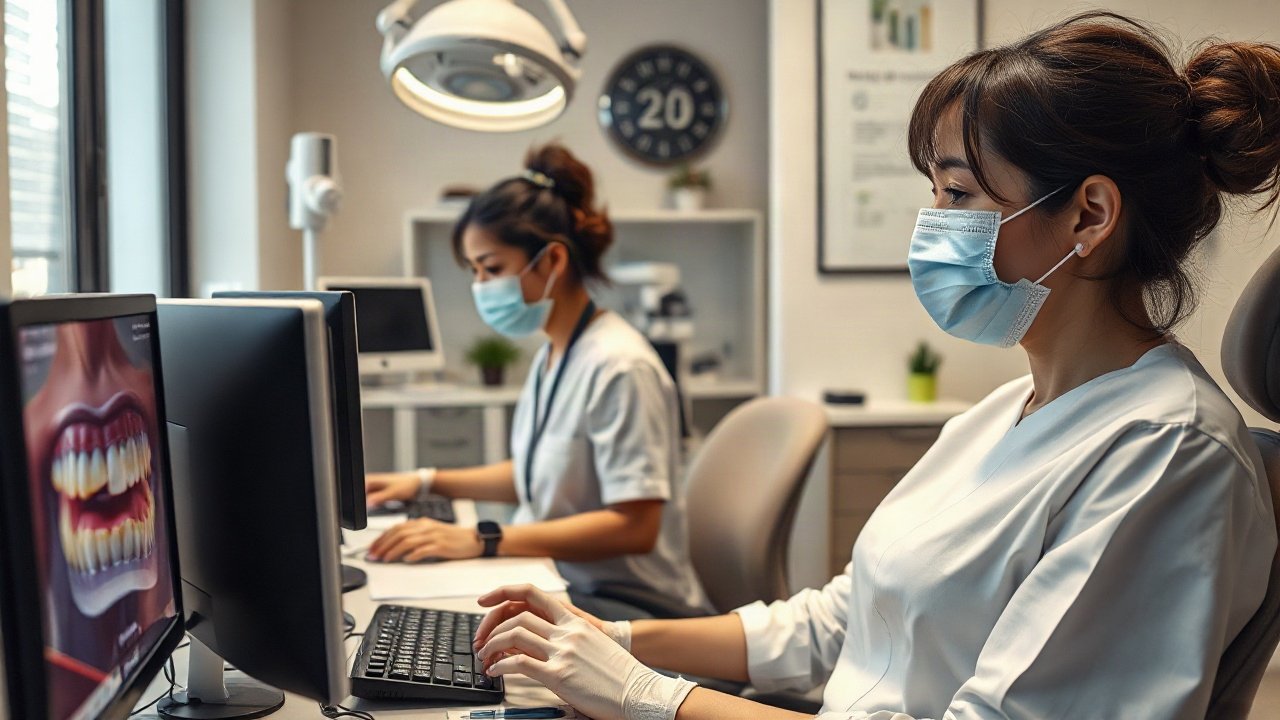 Dental Hygienists using AI-assisted tools while handling real-world work