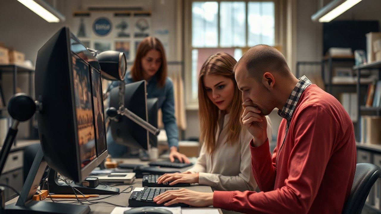 Fashion designer reviewing AI-generated garment concepts beside fabric swatches and a physical sample