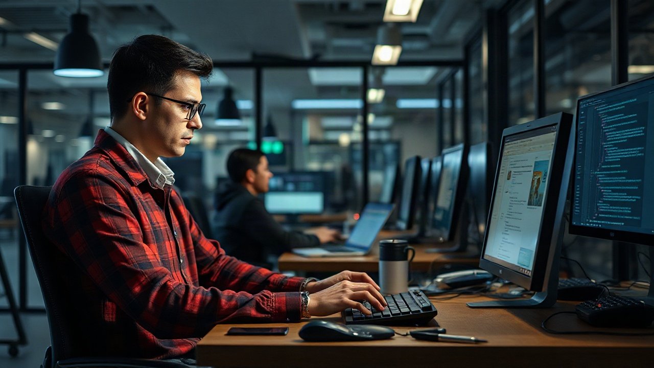 Full-stack developer reviewing an AI-generated application across frontend, API, database and deployment dashboards