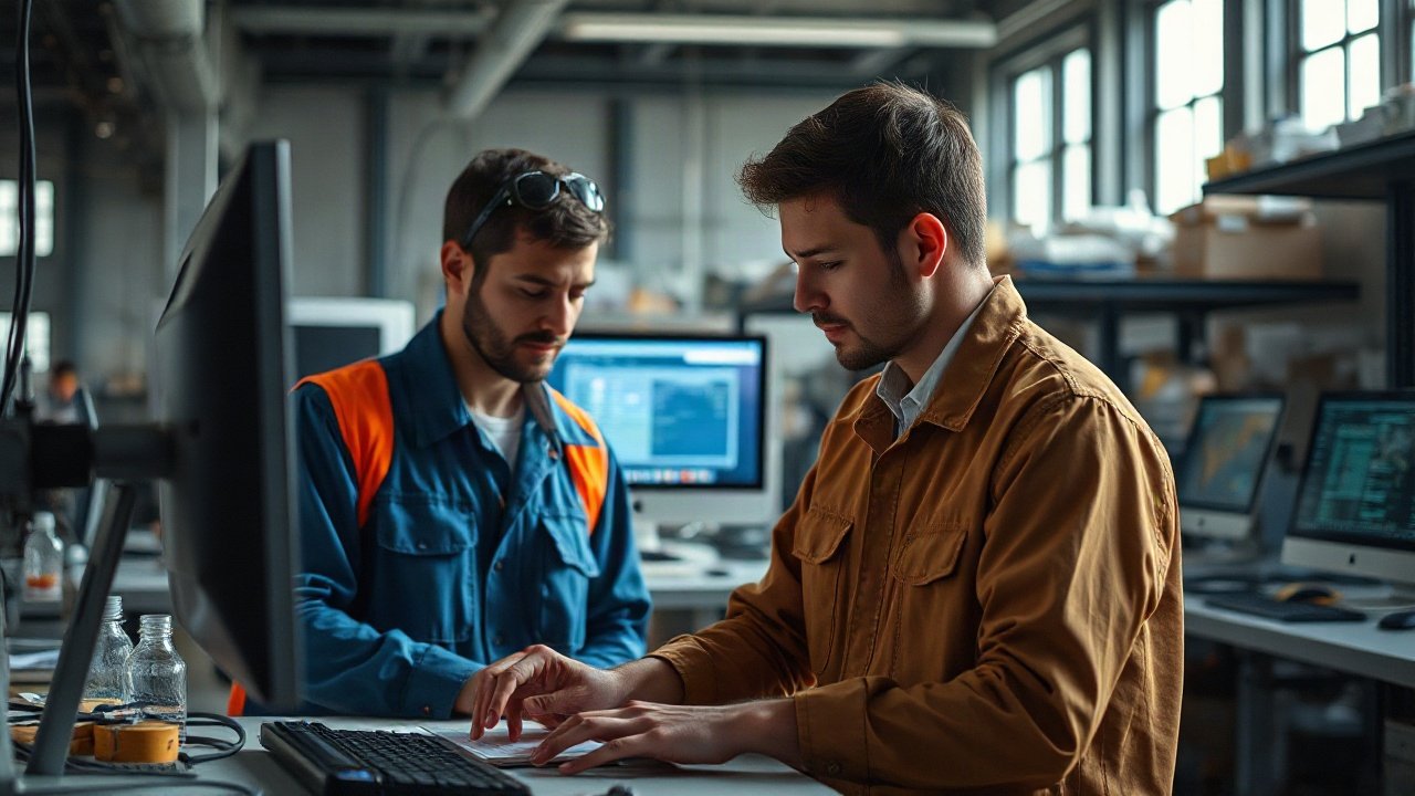 Geologist comparing AI-assisted subsurface modelling with rock samples and field mapping observations