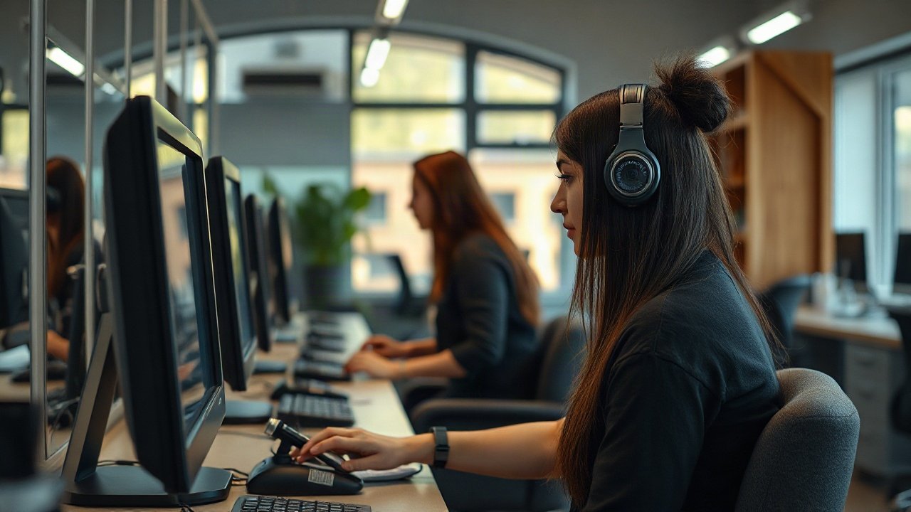 Hairdressers using AI-assisted tools while handling role-specific work