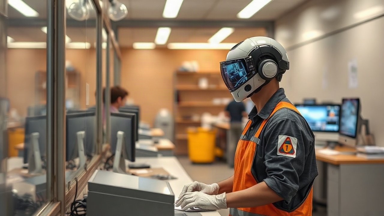 Janitors using AI-assisted tools while handling role-specific work
