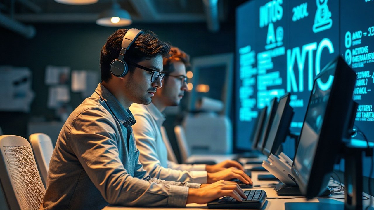 KYC analyst reviewing AI-assisted identity, sanctions and customer-risk checks