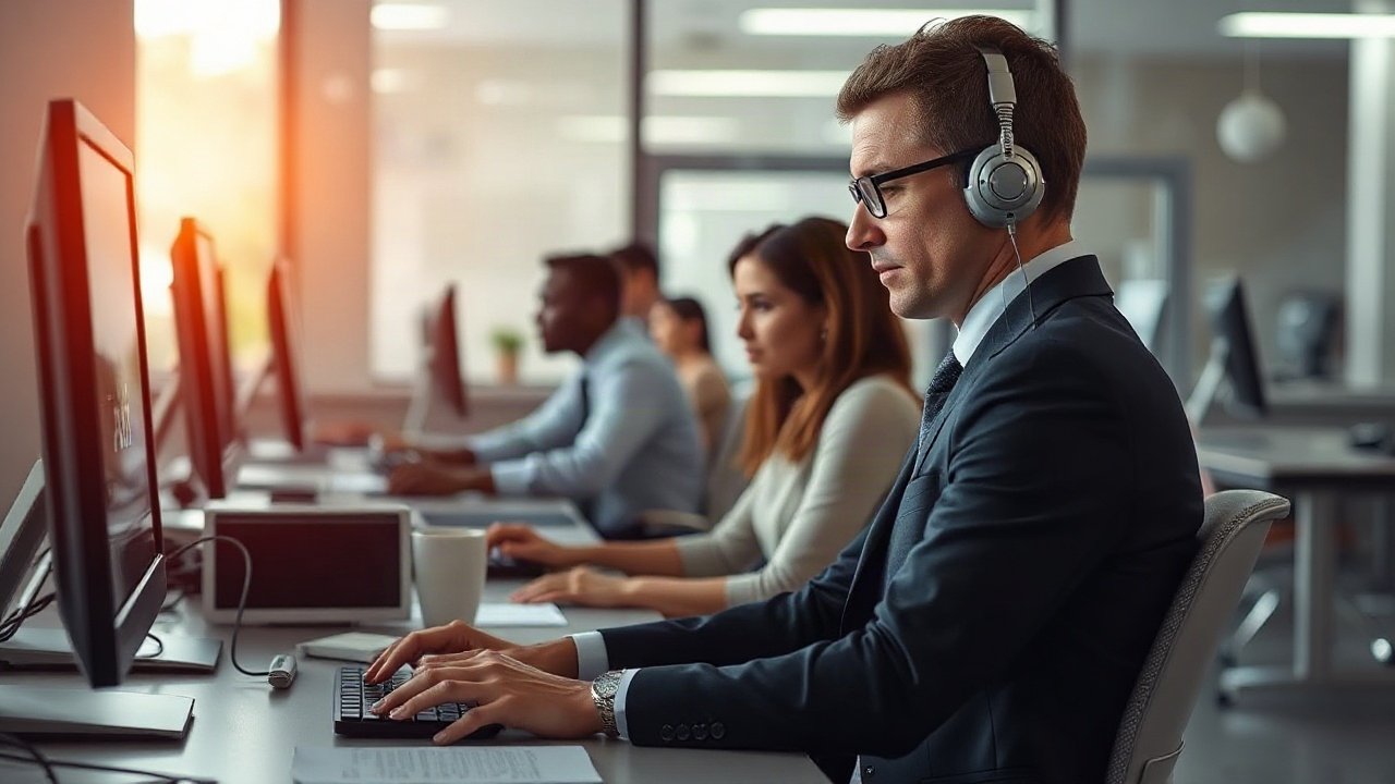 Loan officer reviewing AI-assisted affordability and risk analysis with a borrower