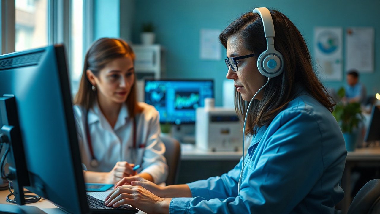 Physiotherapists using AI-assisted tools while handling role-specific work