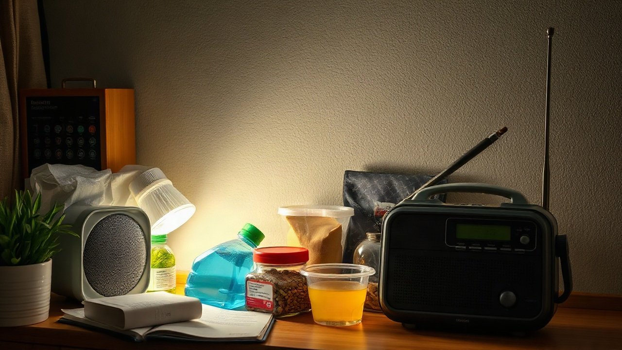 Compact UK emergency kit split between home supplies and a portable grab bag