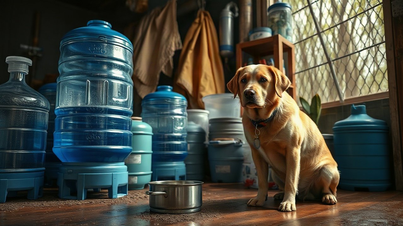 Emergency water for pets shown in a practical real-world preparedness context