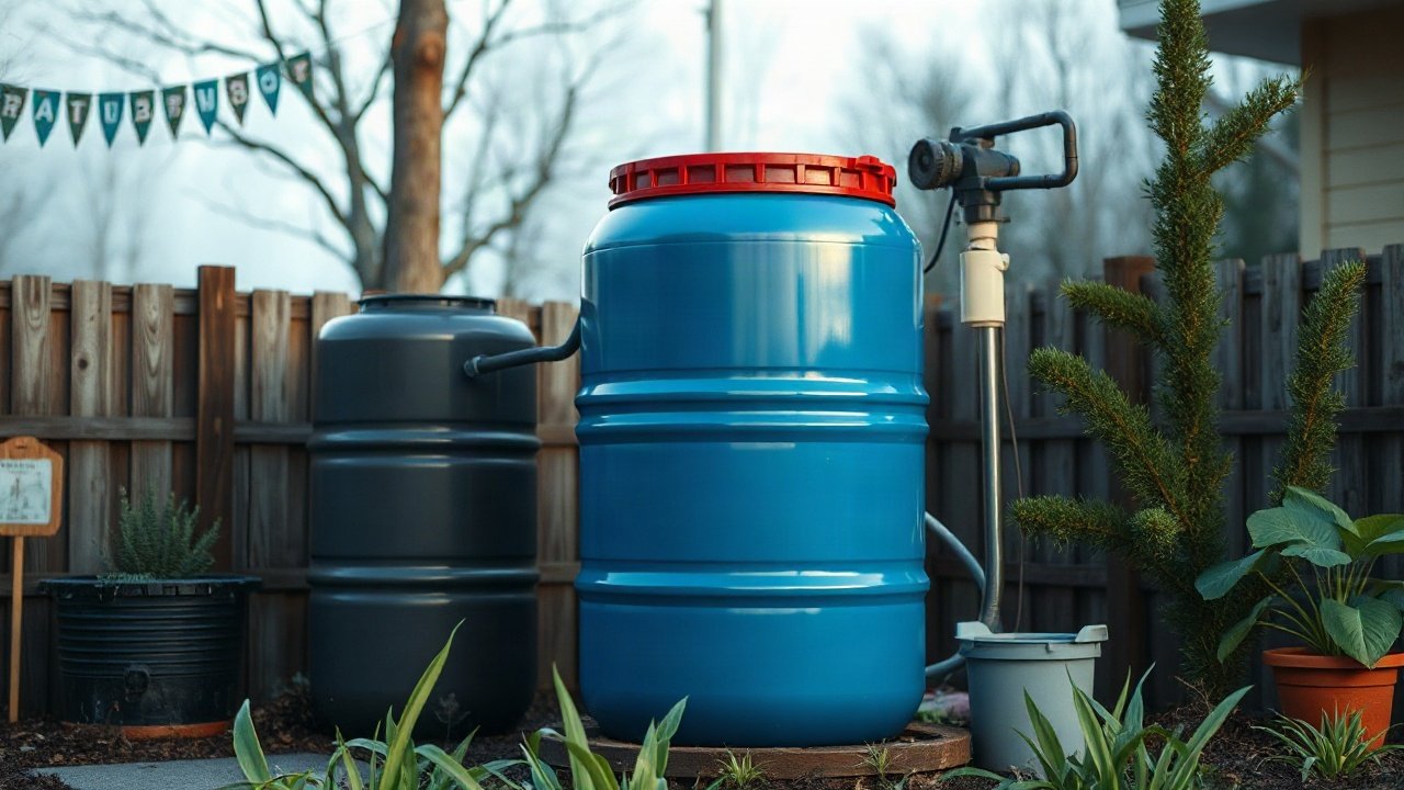 Food-grade emergency water barrel with pump and labelled rotation date