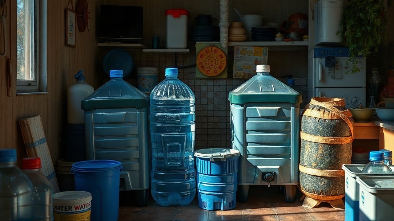 Where to store emergency water shown in a practical real-world context