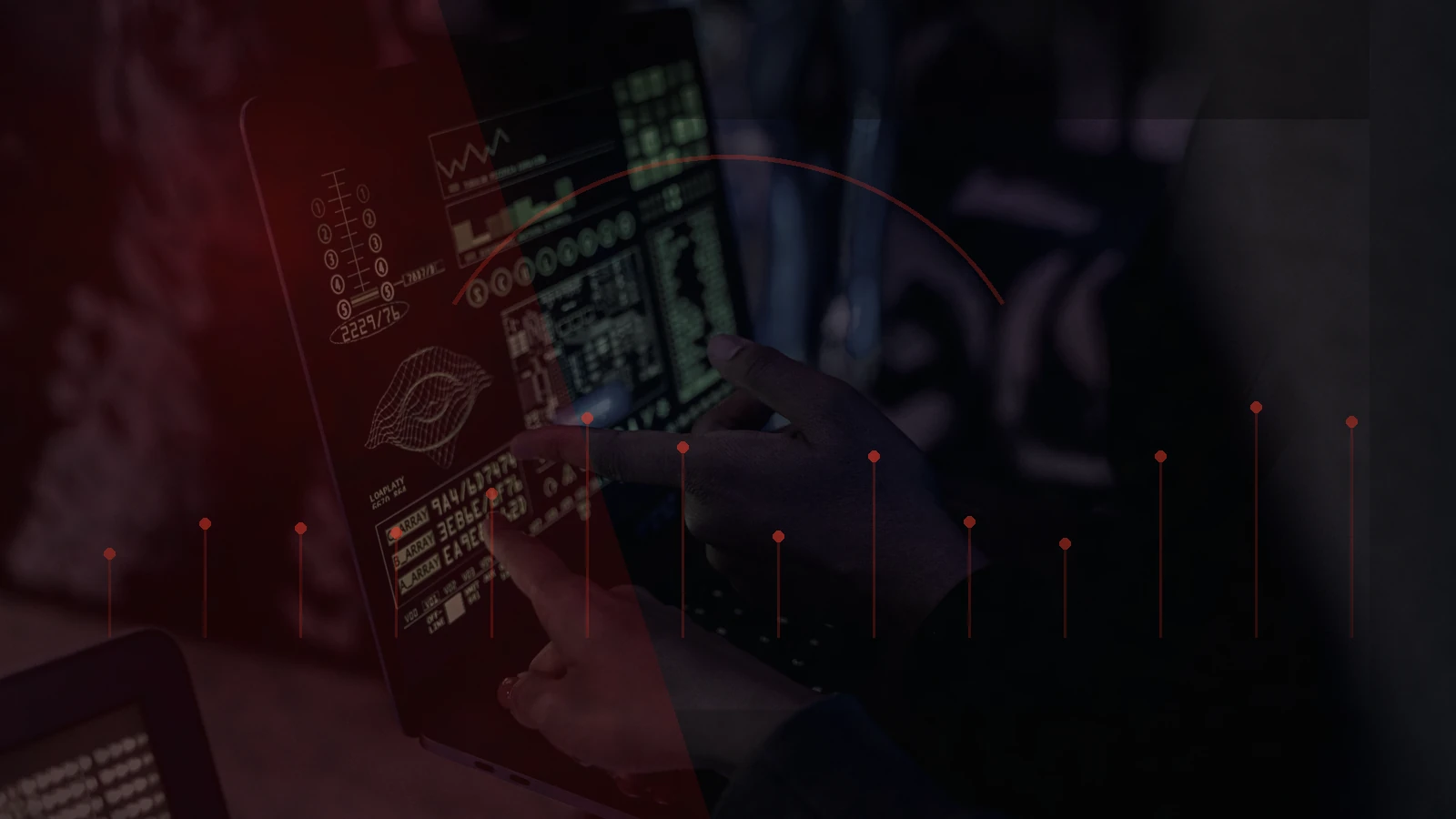 Cybersecurity data being analysed on a computer, transformed into a machine-speed autonomous attack visual
