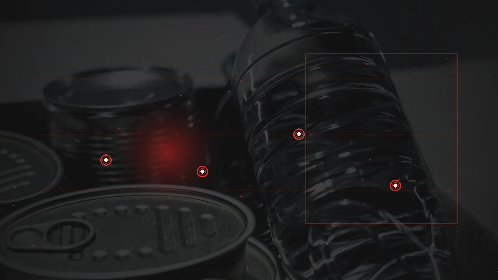 Emergency food and water reserves under an ominous automated supply-chain scan