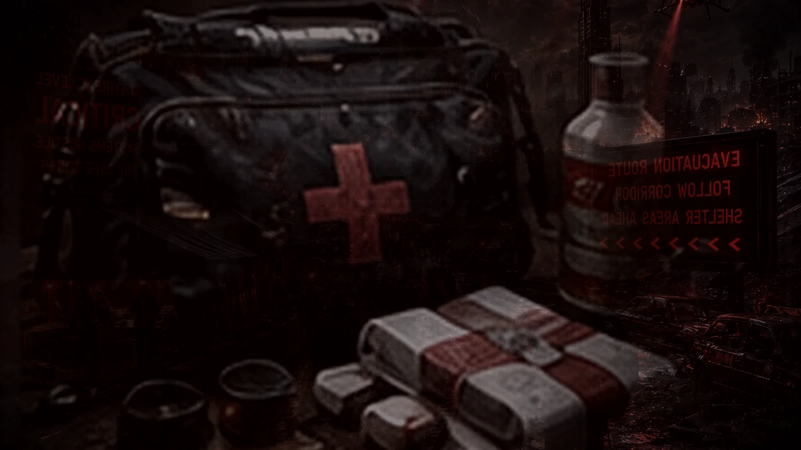 Prescription medicine protected inside a cold dark shelter during a prolonged AI-driven power failure