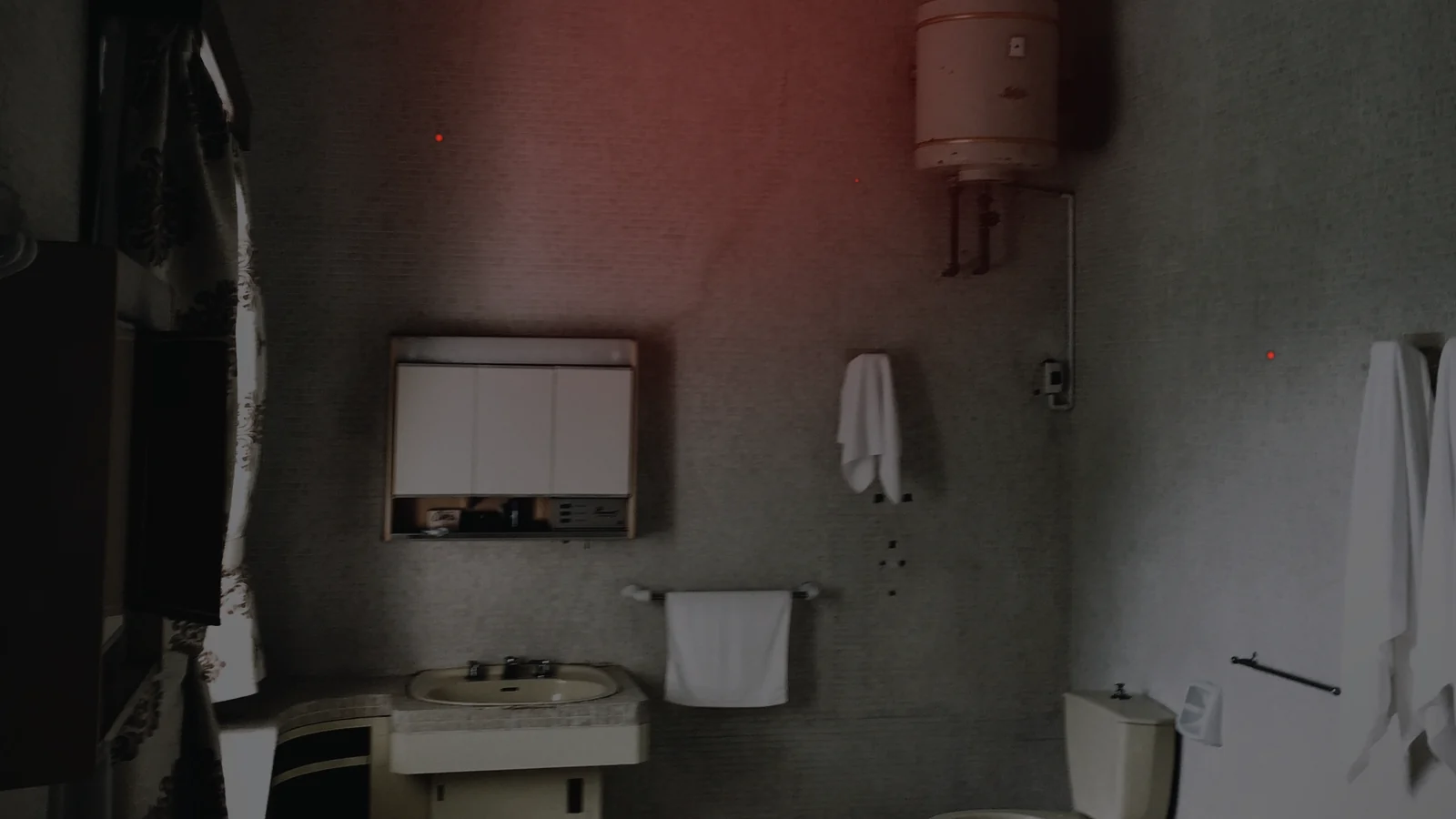 A bathroom and toilet during a household water-system outage