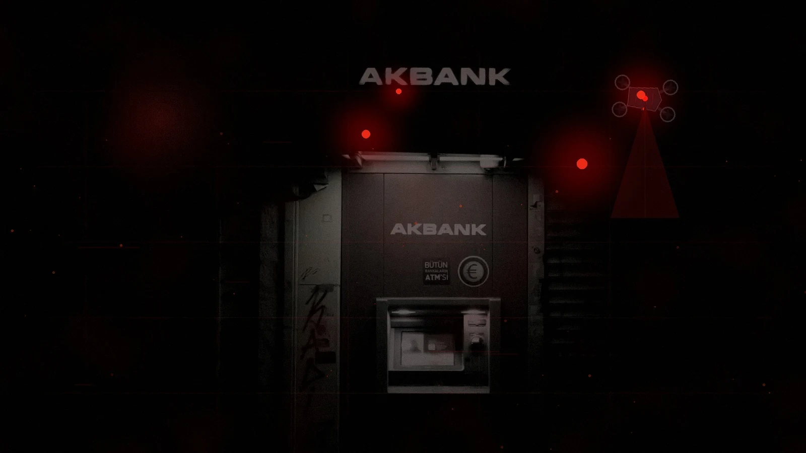 A lone cash machine glowing in a dark street during a fictional payment-system and banking collapse